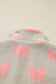 Gray Bow Sherpa Quarter Zip Drop Shoulder Baggy Sweatshirt