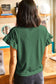 Black Solid Color Ribbed Ruffled Short Sleeve T Shirt