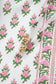 Pink Floral Print Bubble Sleeve Neck Tie Ruffled Dress