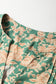 Green Floral Print Pleated Buttoned V Neck Short Sleeve Blouse