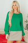 Bright Green Festive Bow Backless Bubble Sleeve Sweater