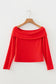Smoke Gray Foldover Off Shoulder Long Sleeve Slim Top