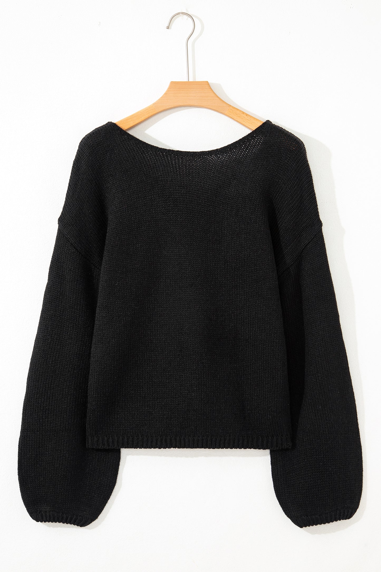 Bright Green Festive Bow Backless Bubble Sleeve Sweater
