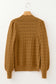 Jurassic Gold Hollow Out Crochet Ribbed Edge Balloon Sleeve Sweater