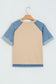 Beige Denim Color Block Patchwork Round Neck Tee