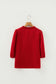 Fiery Red Solid Color Frilled V Neck Bow Detail 3/4 Sleeve Blouse