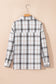 Red Plaid Print Collared V Neck Loose Blouse with Side Slits