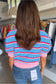 Green Stripe Colorblock Trim Half Sleeve Sweater Top