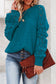 Green Hollow-out Puffy Sleeve Knit Sweater
