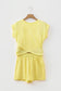 Mint Green Solid Short Sleeve Elastic Waist Pocket Casual Two Piece Short Set