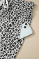 Gray Animal Print Wide Leg Terry Knit Pants