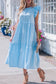 Sky Blue Knot Back Ruffled Short Sleeve Gingham Maxi Dress
