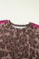 Brown Retro Leopard Print Contrast Varsity Stripe Trim Plus Size 2pcs Short Set