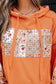 Flamingo Mix Floral Patchwork Side Slit Drawstring Hoodie