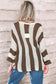 Red Stripe Colorblock V Neck Bracelet Sleeve Sweater