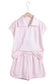 Pink Plaid Zip Neck Sleeveless Top Elastic Waist Shorts Casual Two Piece Short Set