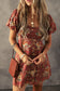 Red Floral Puff Sleeve Square Neck Knot Open Back Mini Dress