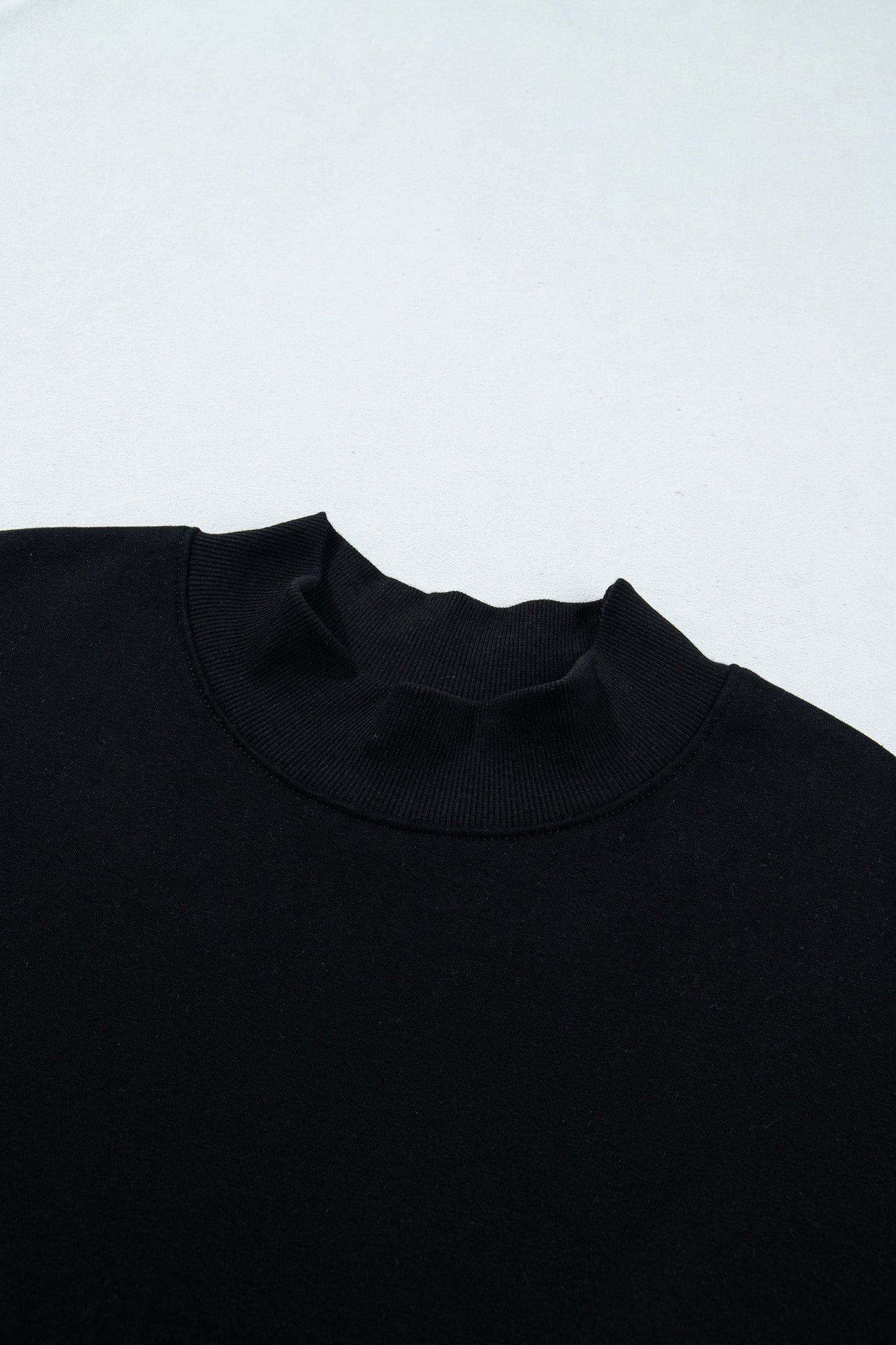 Black Solid Color Oversized Mock Neck Sweatshirt