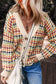 Gray Dotty Pattern Knit Button Front V Neck Sweater Cardigan