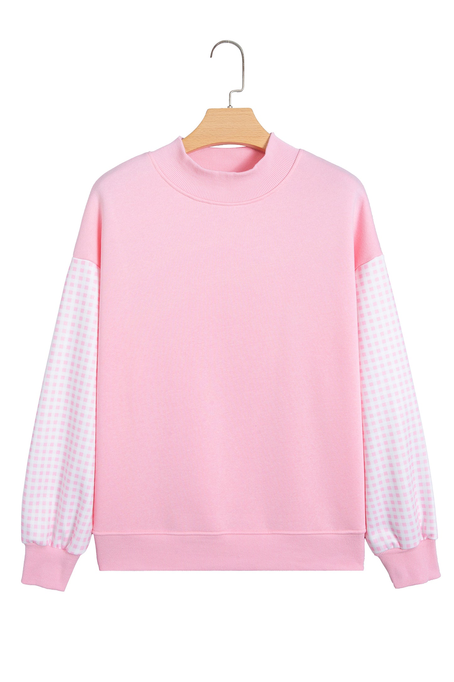 Black Plaid Sleeve Colorblock Loose Tunic Sweatshirt