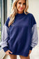 Black Plaid Sleeve Colorblock Loose Tunic Sweatshirt