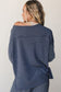 Real Teal Raw Seam Patchwork Long Sleeve Top Pocket Casual Pants 2pcs Set