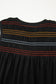 Black Colorful Shirred Yoke Notched V Neck Tank Top
