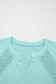 Mint Green Raw Cut Notched Neck Lace Patchwork Detail Mineral Wash Tee