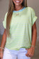 Green Stripe Striped Round Neck Short Sleeve Casual Shift T-Shirt