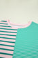 Green Stripe Color Block Exposed Seam Side Slit Plus Size Sweatshirt