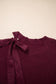 Burgundy Lace Bowknot Asymmetric Neck Sweater