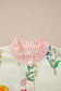 Beige Floral Striped Patchwork Ruffled Collar Short Sleeve Shirt