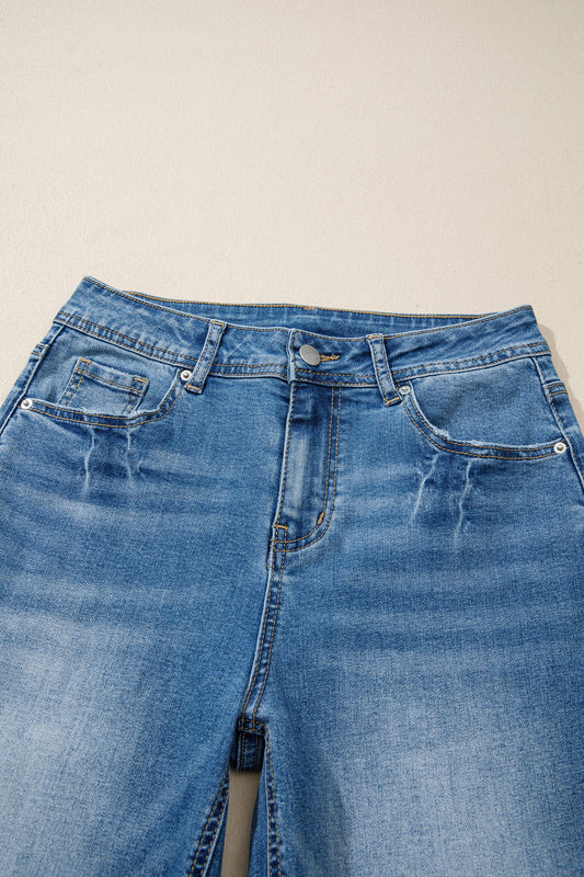Myosotis Acid Washed Straight Leg Full Length Casual Jeans