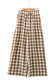 Brown Gingham Plaid Tie Elastic Waist Shift Pants