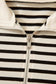Black Stripe Ribbed Color Block Trim Zip Polo Tee Drawstring Shorts 2pcs Outfit