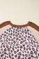 Parchment Leopard Colorblock Patchwork Twist Ribbed Plus Size V Neck Baggy Pullover