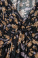 Black Floral Deep V Neck Smocked Bust Bubble Sleeve Babydoll Dress