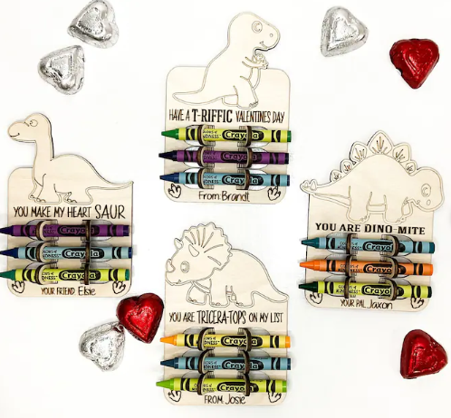Cute Dinosaur Crayon Holder Valentine Card