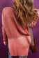 Mineral Red Exposed Seam Slit Neck Waffle Knit Patchwork Top - Final Sale