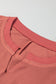 Mineral Red Exposed Seam Slit Neck Waffle Knit Patchwork Top - Final Sale