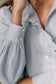 Sky Blue Stripe Frilled Trim Button Up Long Sleeve Shirt - Final Sale