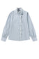 Sky Blue Stripe Frilled Trim Button Up Long Sleeve Shirt