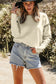 White Contrast Stitch Detail Ribbed Trim Sweater - Final Sale