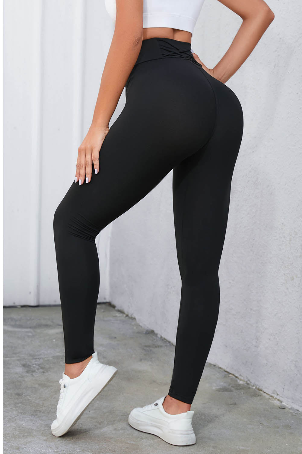 Black Criss Cross Tummy Control High Waist Leggings - Final Sale