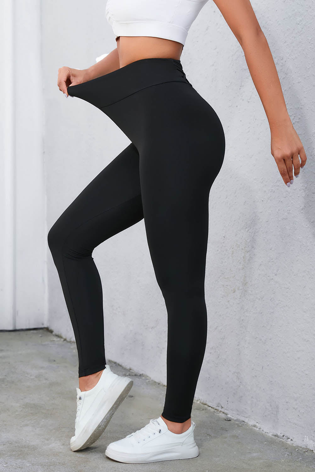 Black Criss Cross Tummy Control High Waist Leggings - Final Sale