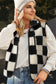 Black Checkered Sherpa Collared Jacket Vest - Final Sale