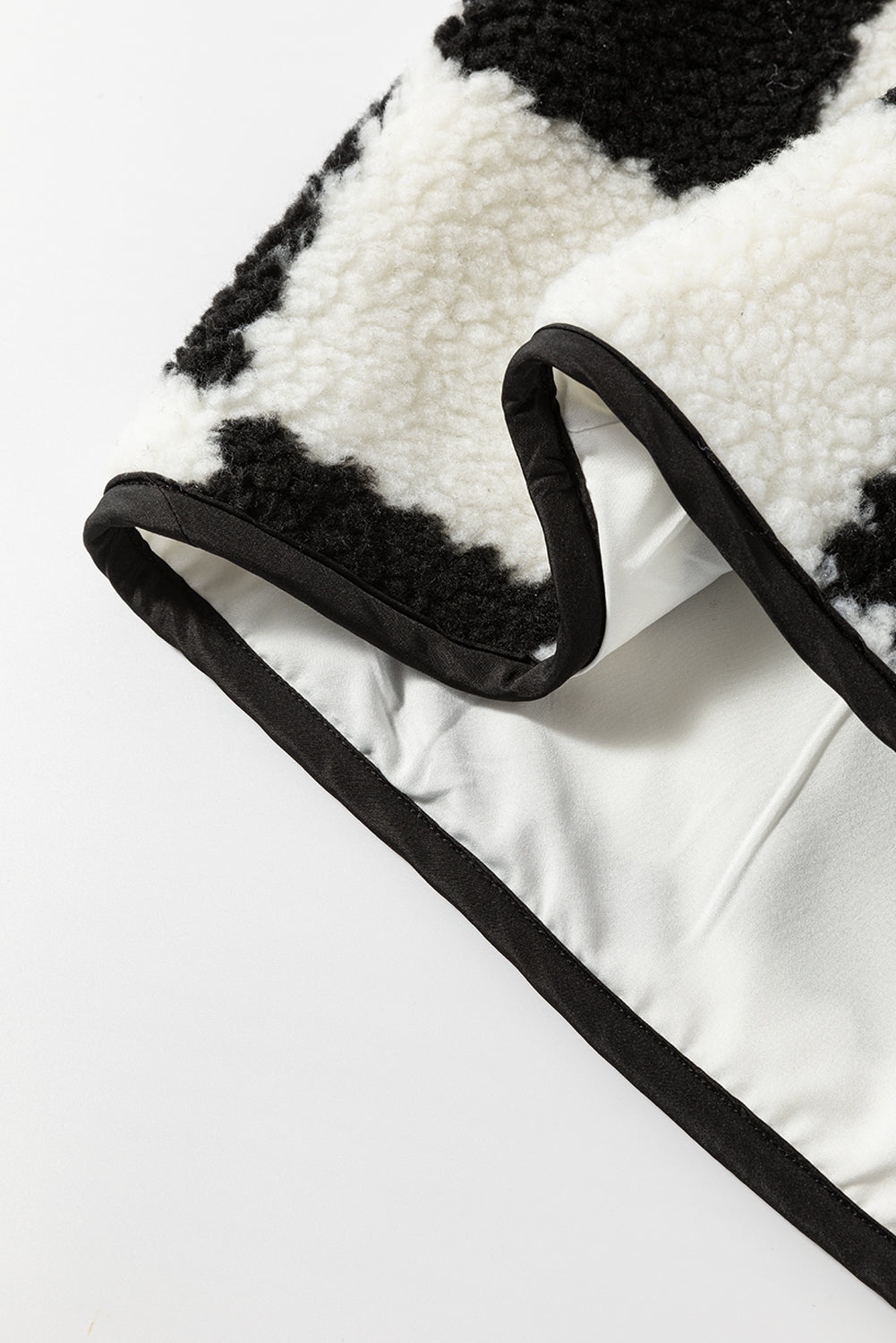 Black Checkered Sherpa Collared Jacket Vest - Final Sale