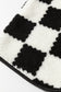 Black Checkered Sherpa Collared Jacket Vest