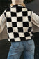 Black Checkered Sherpa Collared Jacket Vest - Final Sale