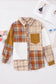 Orange Plaid Color Block Patchwork Shirt Jacket with Pocket - Final Sale